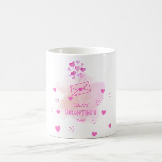 Sweet Watercolor Hearts Valentine’s Day Coffee Mug コーヒーマグカップ (中央)