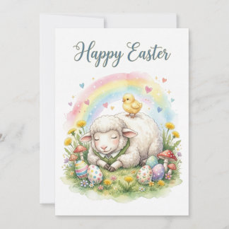 Sweet Watercolor Sheep Easter Card シーズンカード