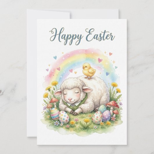 Sweet Watercolor Sheep Easter Card シーズンカード (正面)