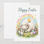 Sweet Watercolor Sheep Easter Card シーズンカード (正面/裏面)