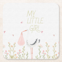 Sweet Watercolor Stork - "My Little Girl" Baby 