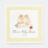 Sweet Watercolor Strawberry Chicks Baby Shower スタンダードランチョンナプキン (正面)