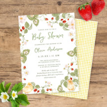 Sweet Watercolor Strawberry Chicks Baby Shower