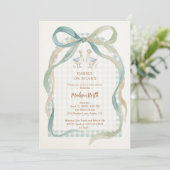 Sweet Watercolor Twins Geese Gingham Shower LPM26 招待状 (スタンド正面)