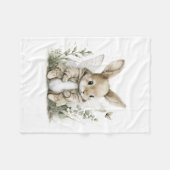 Sweet watercolour fairy bunny illustration フリースブランケット (正面(横))