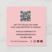 Sweet Watermelon Pink Thank You  スクエア名刺 (裏面)