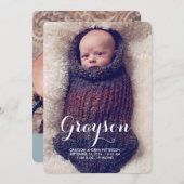 Sweet Welcome Two Photo モダン Birth Announcement 案内状 (正面/裏面)