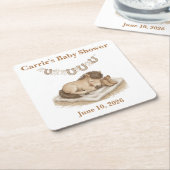 Sweet Western Baby Boots and Foal Baby Shower スクエアペーパーコースター (アングル)
