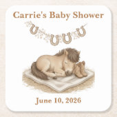 Sweet Western Baby Boots and Foal Baby Shower スクエアペーパーコースター (正面)