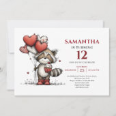 Sweet whimsical animals print kids birthday invite 招待状 (正面)