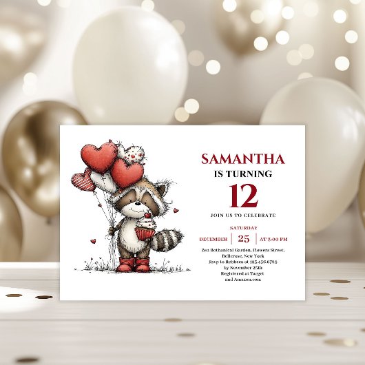 Sweet whimsical animals print kids birthday invite 招待状