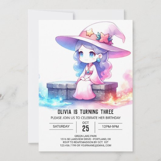 Sweet Whimsical Wizard Birthday 招待状 (正面)