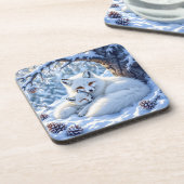 Sweet White Foxes in the Snow コースター (左側)