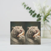 Sweet White Tiger Postcard – Whimsical Art ポストカード (スタンド正面)