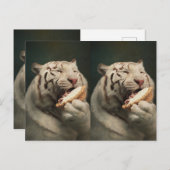 Sweet White Tiger Postcard – Whimsical Art ポストカード (正面/裏面)