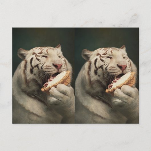 Sweet White Tiger Postcard – Whimsical Art ポストカード (正面)