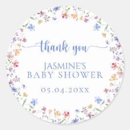 Sweet Wildflower Baby Shower Thank You Favor ラウンドシール