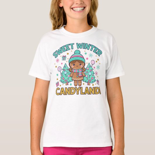 Sweet Winter Candyland Gingerbread Christmas Tシャツ (正面)