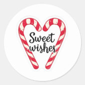 Sweet Wishes Christmas Sticker | Candy Cane Heart  ラウンドシール (正面)