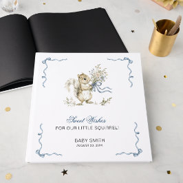 Sweet Wishes Watercolor Blue Ribbon Squirrel Baby  ゲストブック