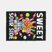 Sweet With A Sour Side Funny Candy Patch Delicious フリースブランケット (正面(横))