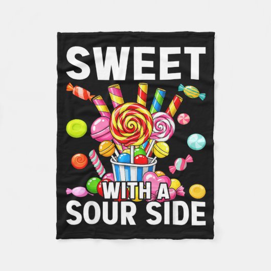 Sweet With A Sour Side Funny Candy Patch Delicious フリースブランケット (正面)
