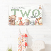 Sweet Woodland Animal 2歳の誕生日パーティー 横断幕 (インサイチュ)