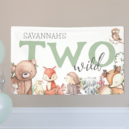 Sweet Woodland Animal 2歳の誕生日パーティー 横断幕