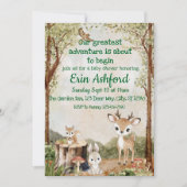 Sweet Woodland Animal Adventure Begins Baby Shower 招待状 (正面)