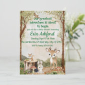 Sweet Woodland Animal Adventure Begins Baby Shower 招待状 (スタンド正面)