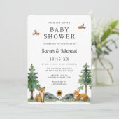 Sweet Woodland Watercolor Neutral Baby Shower 招待状 (スタンド正面)