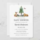 Sweet Woodland Watercolor Neutral Baby Shower 招待状 (正面)
