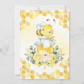 Sweet Yellow Gold Honey Bee Floral Baby Shower 招待状 (裏面)
