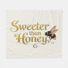 Sweeter Than Honey | Golden Vintage Bee Art Lover フリースブランケット