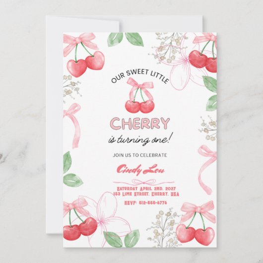 Sweetest Cherry 1st Custom Digital  招待状 (正面)
