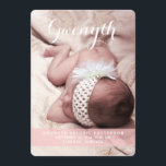 Sweetest Dream Two Photo モダン Birth Announcement 案内状<br><div class="desc">徹底的にモダン簡単にエレガント、このデザインはあなたの甘い小さな女の子を導入するための完璧な方法である。美しいキュラッシブタイポグラフィと2枚の大きなベビーの写真を前面に1枚、背面に1枚。フロントはベビーの誕生情報を保持し、背面には親や家族の情報と一緒になるパーソナライズされた特別な文字領域を保持する。</div>