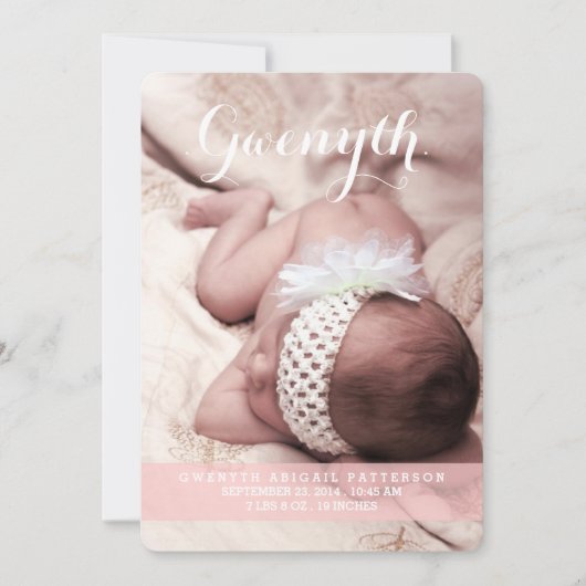 Sweetest Dream Two Photo モダン Birth Announcement 案内状 (正面)