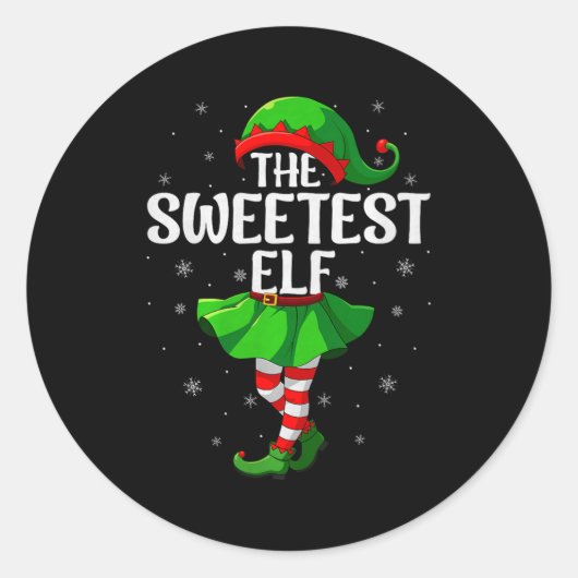 Sweetest Elf Christmas Girls Women Elf Squad Xmas  ラウンドシール (正面)