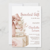 Sweetest Gift クリスマス 女子 赤ちゃんのシャワーパーティー QR 招待状 (正面)