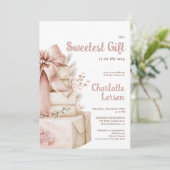 Sweetest Gift クリスマス 女子 赤ちゃんのシャワーパーティー QR 招待状 (スタンド正面)