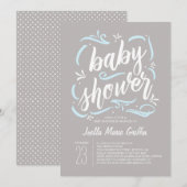 Sweetest Gray and Blue Baby Shower招待状 招待状 (正面/裏面)