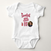 Sweetest Little Elf | Personalized Baby Photo  ベビーボディスーツ (正面)