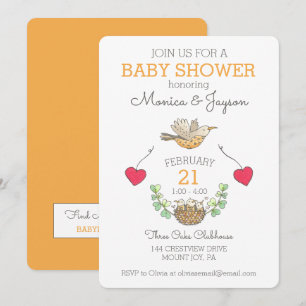 Sweetest Mama Bird 飛んでいる Baby Shower金ゴールド 招待状