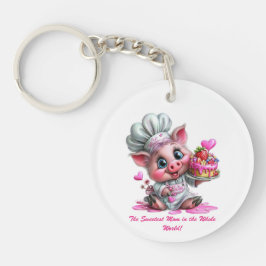 Sweetest Mom Pig Chef Keychain キーホルダー