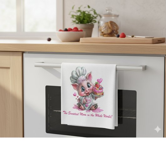 Sweetest Mom Pig Chef Kitchen Towel キッチンタオル