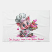Sweetest Mom Pig Chef Kitchen Towel キッチンタオル (横)
