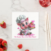 Sweetest Mom Pig Chef Party Napkins スタンダードカクテルナプキン (インサイチュ)