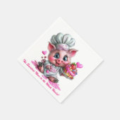 Sweetest Mom Pig Chef Party Napkins スタンダードカクテルナプキン (角)