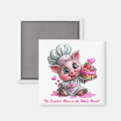 Sweetest Mom Pig Chef Refrigerator Magnet マグネット (正面/裏面)