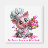 Sweetest Mom Pig Chef Refrigerator Magnet マグネット (正面)